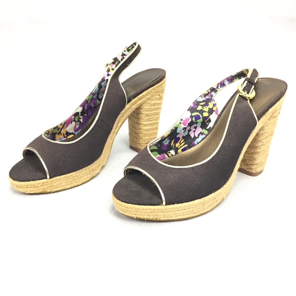 Tahari Barb Peep Toe Heels - Size 7M - Brown
